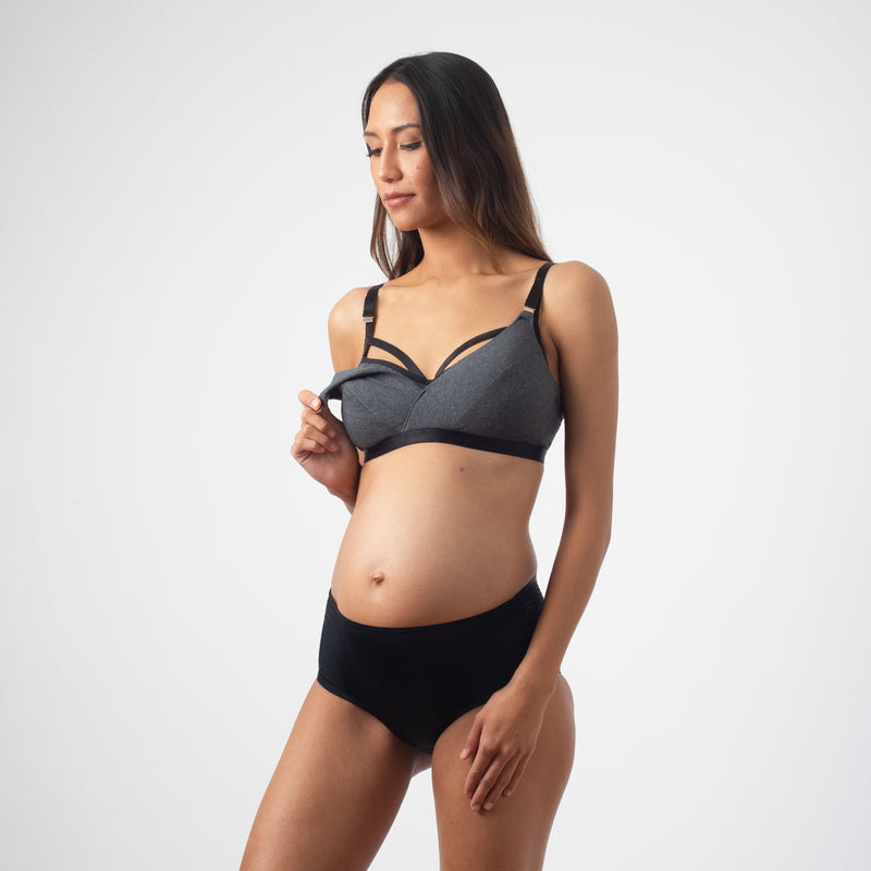 Escapist Grey Marle nursing bra with magnetic clips from Projectme
